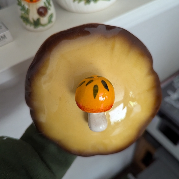 Whimsical Orange and Brown Ceramic Mushroom Art - Picture 4 of 11